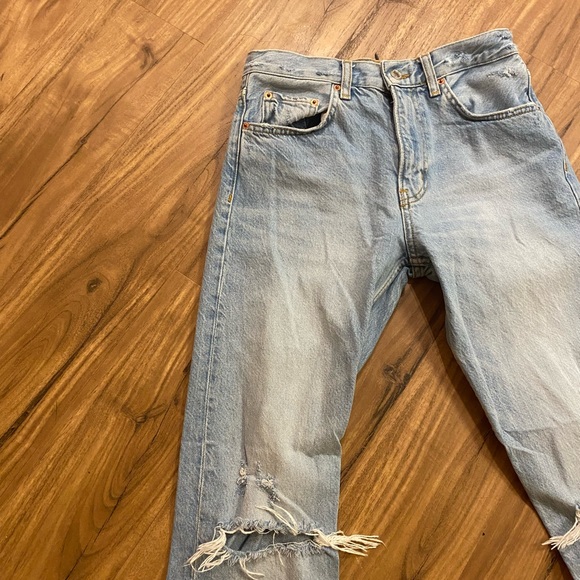 Zara The Straight Leg Full Length Blue Jeans - Picture 5 of 5